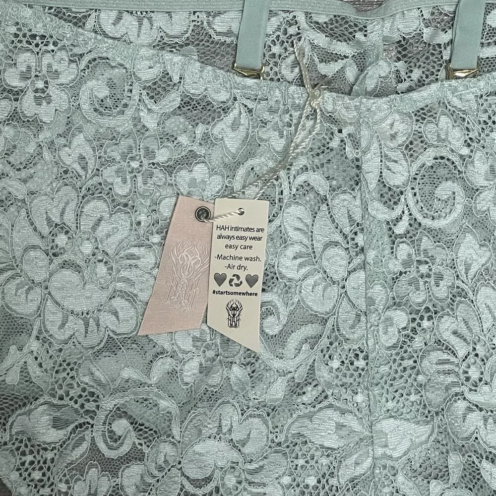 NWT Free People X HAH Comin in Haht Lace Bodysuit Small Something Blue Bride
